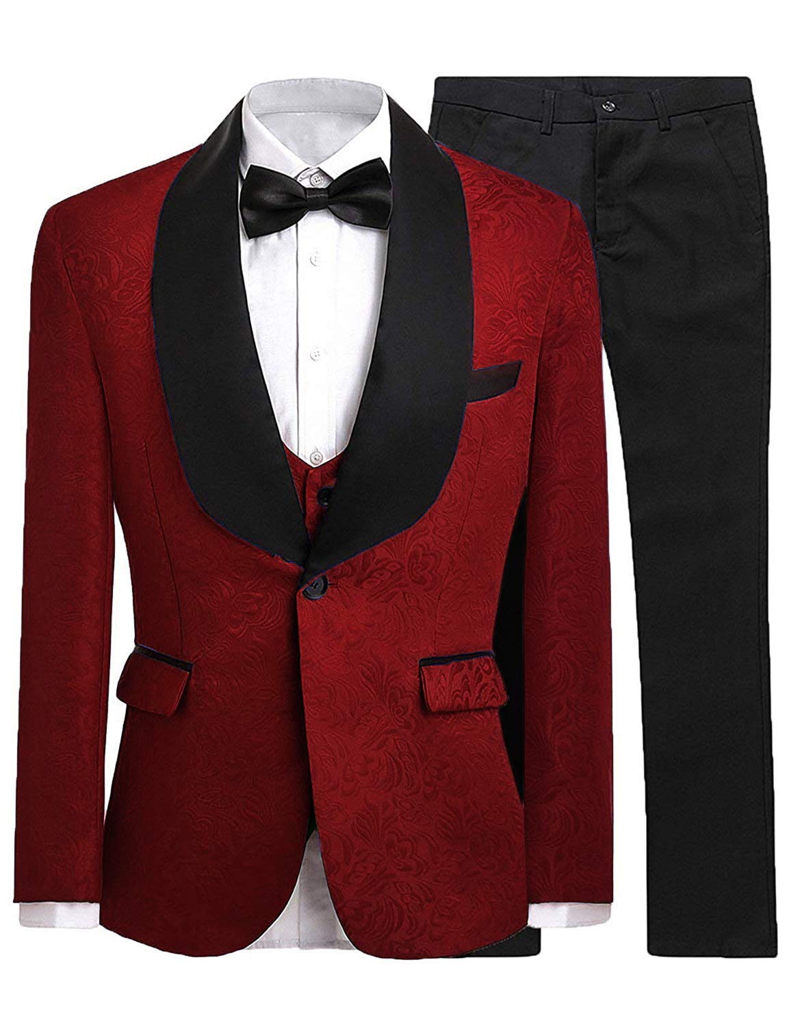 DGMJ Boys 3-Piece Slim Fit Floral Tuxedo Suit for Weddings, Prom & Formal Events - Stylish Kids' Dress Outfit HTXZ017