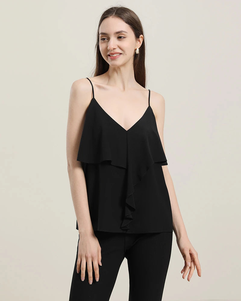 Elegant Silk Blouse with Ruffles - Women's Fashion Top for Work, Party & Special Occasions