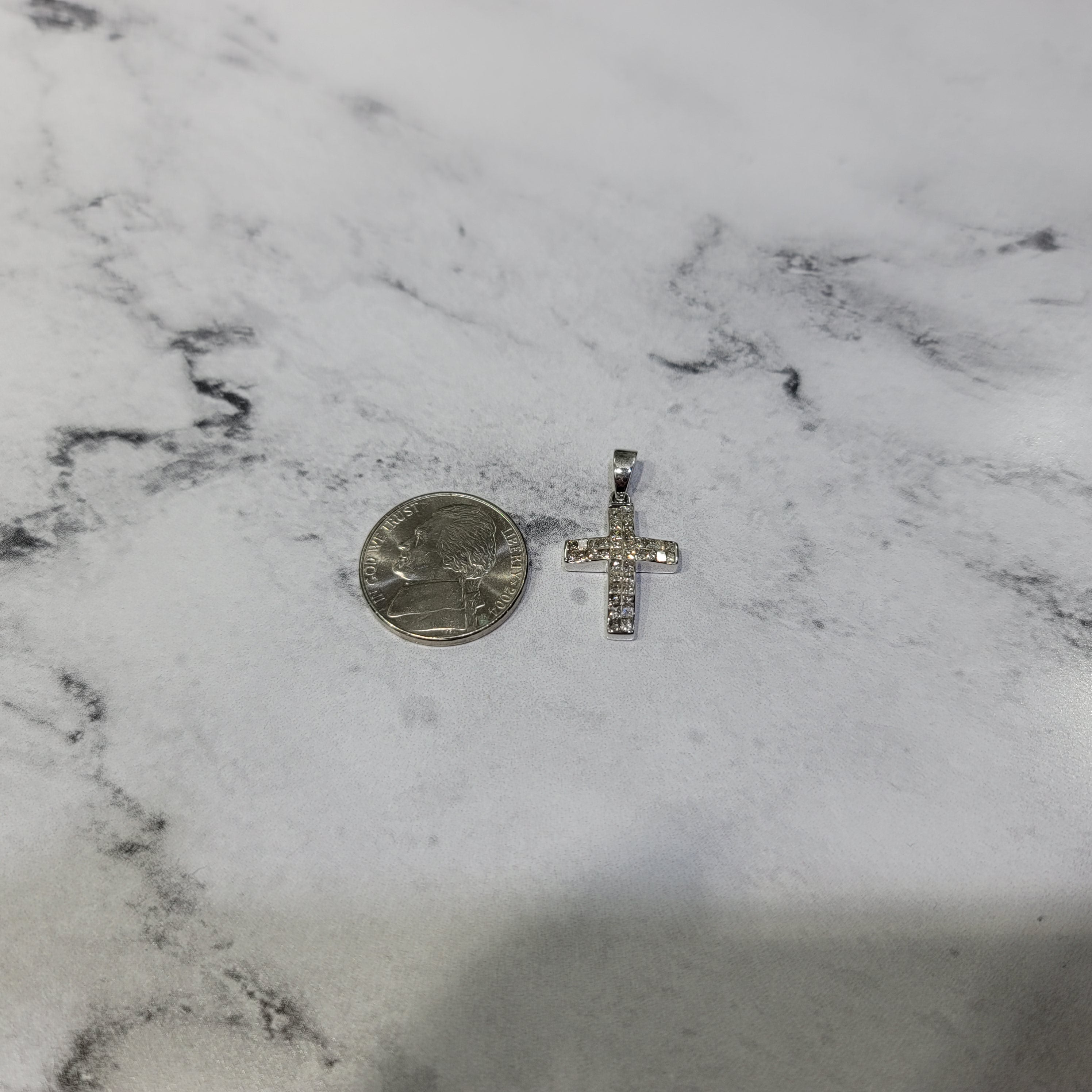 Princess Cut Diamond Cross Pendant Necklace for Women - Elegant Religious Jewelry Gift for Baptism, Confirmation & Special Occasions