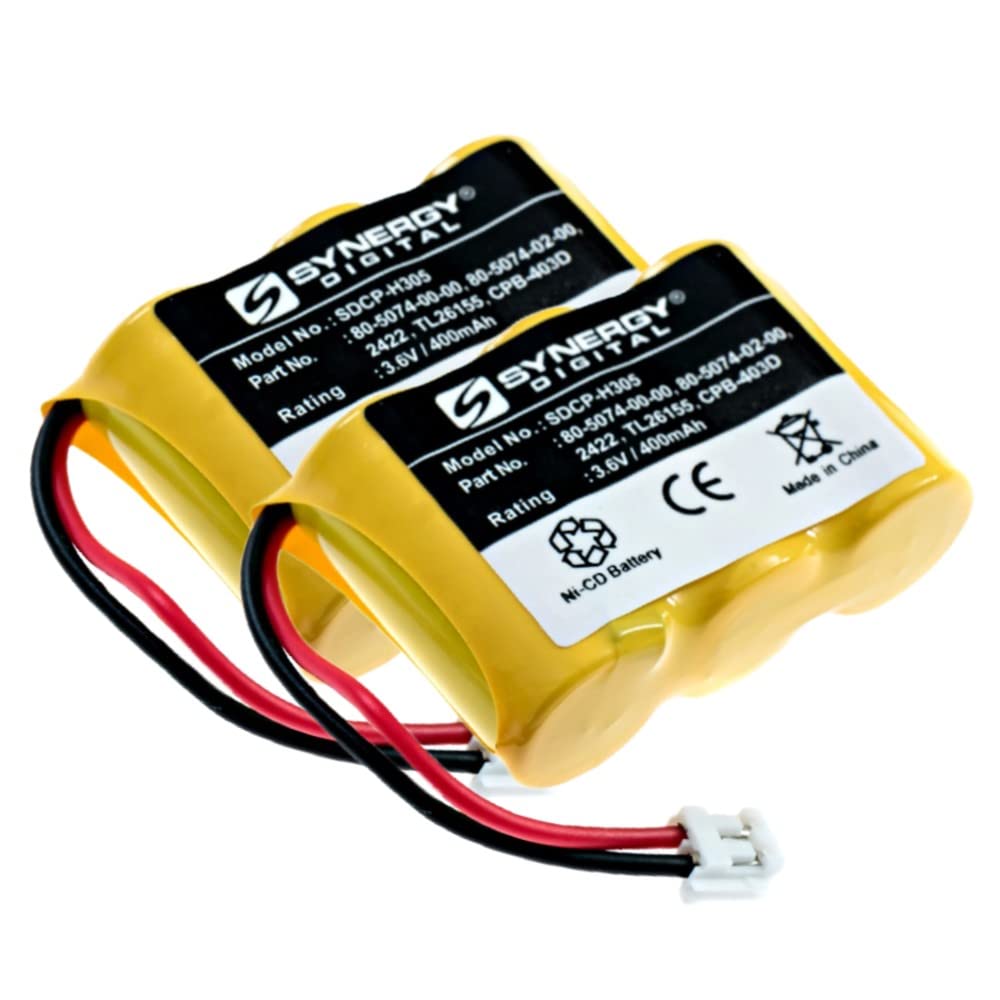 Synergy Digital Cordless Phone Batteries - 2 Pack Ni-CD 3.6V 400mAh Replacement Battery for AT&T E5828 Cordless Phone | High Capacity | Perfect for Home & Office Communication