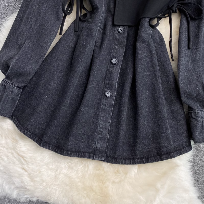 Stylish Autumn Loose Fit Mid-Length Denim Vest Dress 1393 - Perfect for Casual Outings, Layering & Fall Fashion