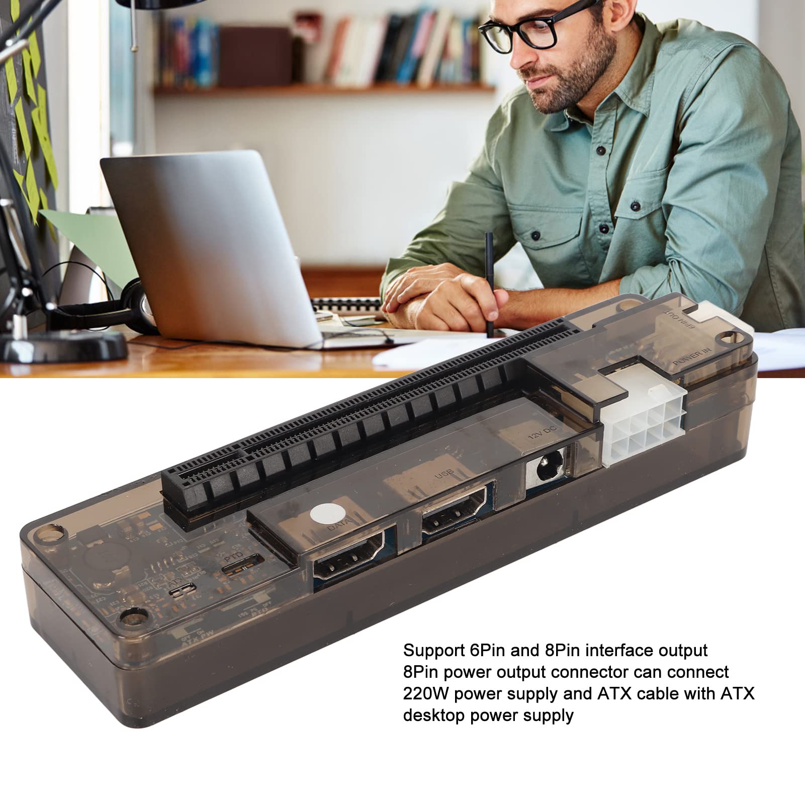 External GPU Dock for Laptop - 6Pin/8Pin PCIe 3.0 Graphics Card Enclosure with Dual Display Output - Perfect for Gaming, Video Editing & Graphic Design Workstations