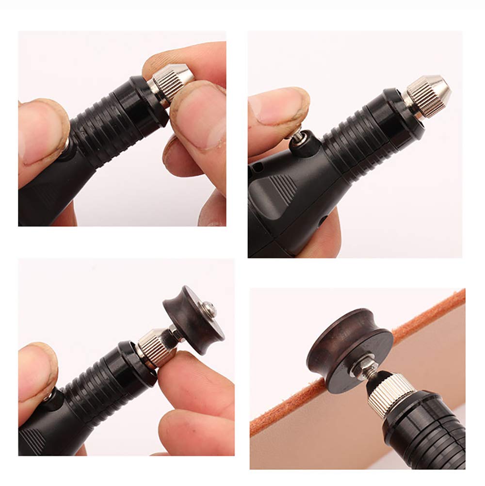 110V Electric Leather Sander Set - Professional DIY Leather Edge Polishing & Grinding Machine with 14pcs Sandalwood Heads | Perfect for Leather Crafting, Shoe Repair & Leather Goods Burnishing