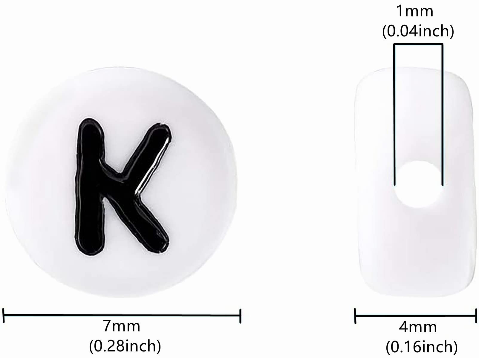 100PCS White Round Acrylic Alphabet Letter Beads (4x7mm) - Perfect for DIY Jewelry Making, Bracelets, Necklaces & Keychains - Great for Crafting, Personalized Gifts & Kids Beading Projects