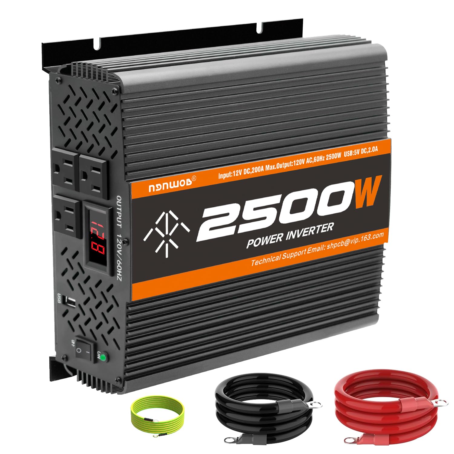 2500W Power Inverter DC 12V to AC 110V - Heavy Duty Truck & RV Inverter with Pure Sine Wave - Perfect for Camping, Road Trips & Off-Grid Power Supply