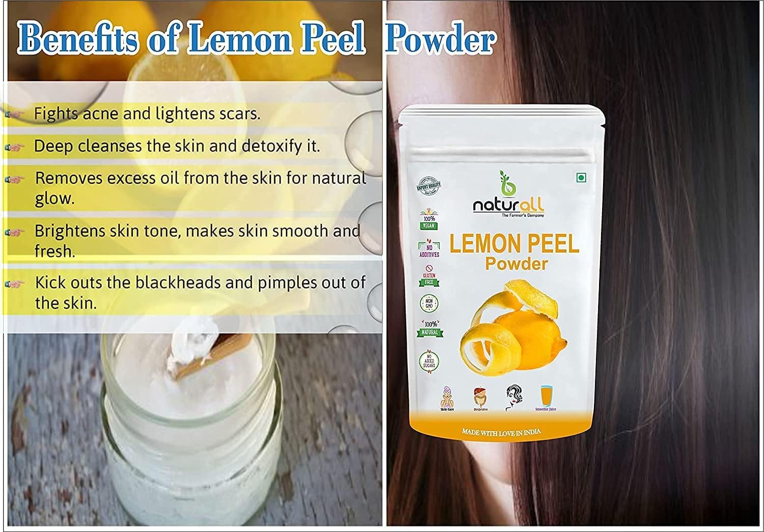 Pub Skin Care Combo Pack - 2 x 200g Pomegranate Peel Powder & Lemon Peel Powder (400g Total) for DIY Face Masks, Scrubs & Natural Skincare