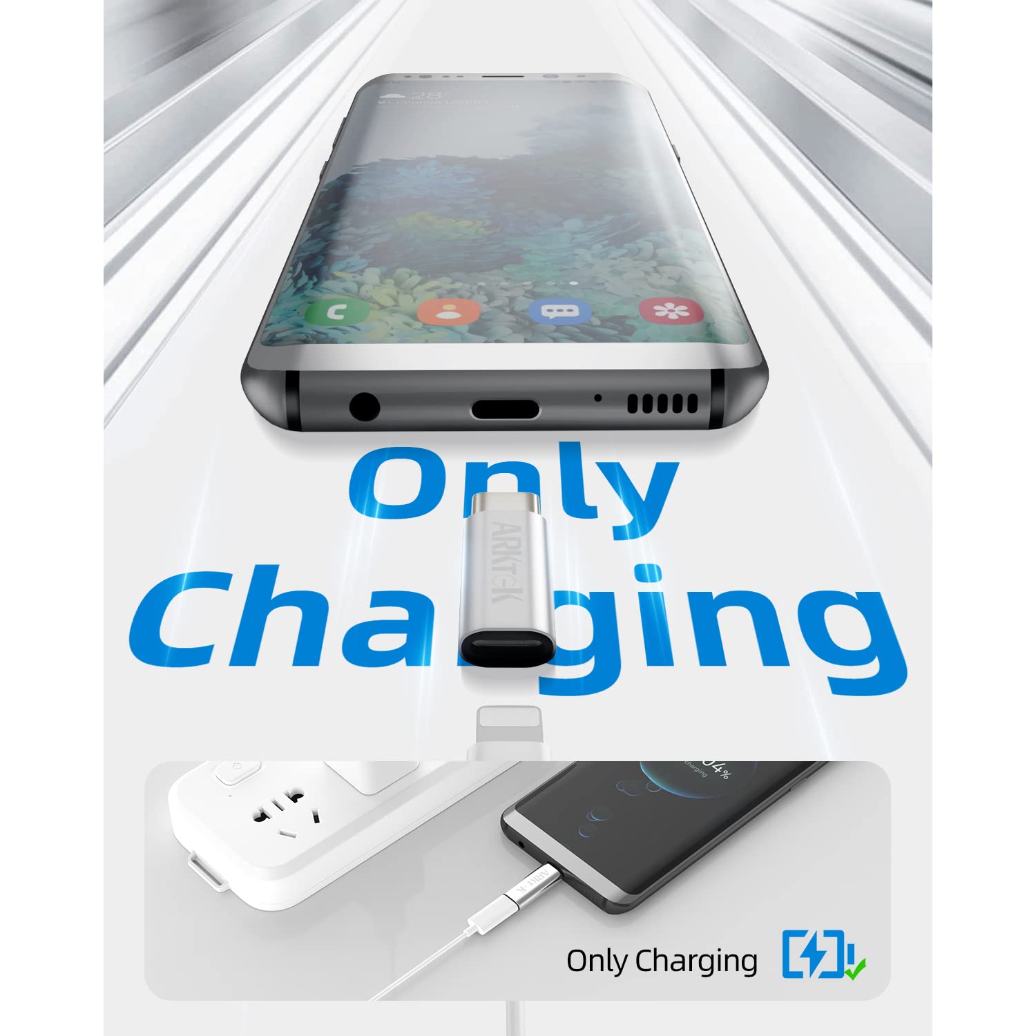 ARKTEK USB-C Female to USB-C Adapter Cable (2 Pack) - Fast Charging Compatible with iPhone 16/15 Pro, Galaxy S24, Pixel 9, OnePlus 8/Ace 3 Pro - Perfect for Travel, Office & Home Charging Stations
