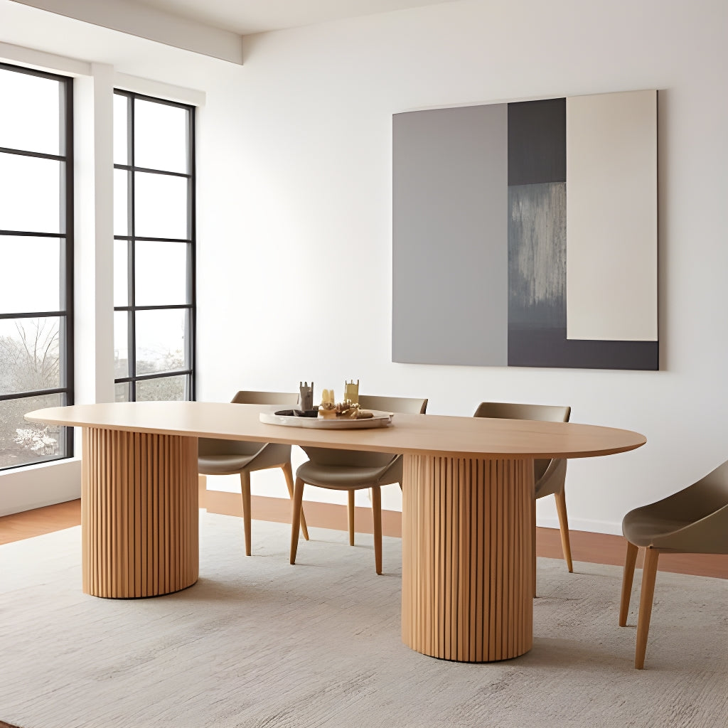 220cm KELYN Solid Wood Dining Table - Natural Finish for Modern Farmhouse & Rustic Home Decor - Perfect for Family Gatherings & Dinner Parties