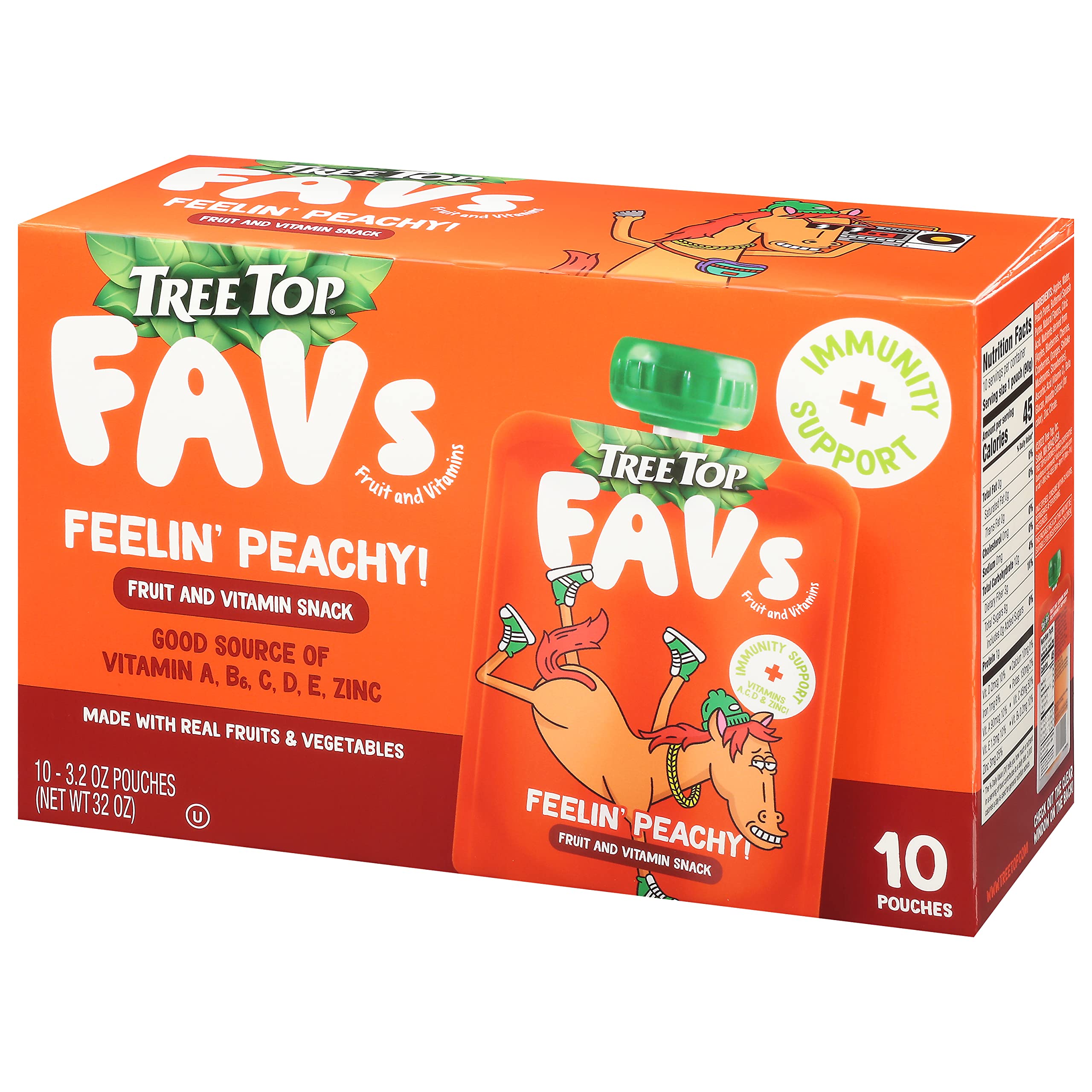 Organic Tree Top Peach Fruit Pouches, 3.2 oz (Pack of 10) | Healthy Kids Snacks, Lunch Box Treats & On-the-Go Fruit Puree for Toddlers