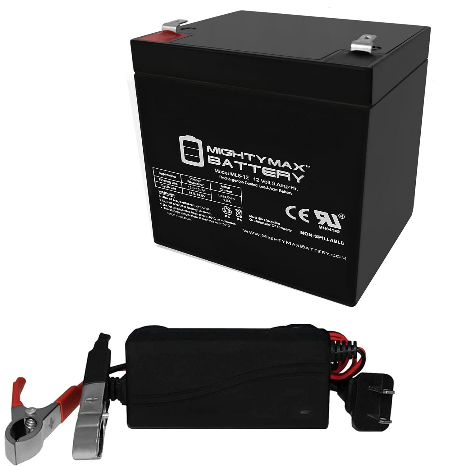 Mighty Max 12V 5AH Rechargeable Battery with Charger - Compatible with Hemochron 8000 & Other Medical Devices - Perfect for Hospitals, Clinics & Emergency Use