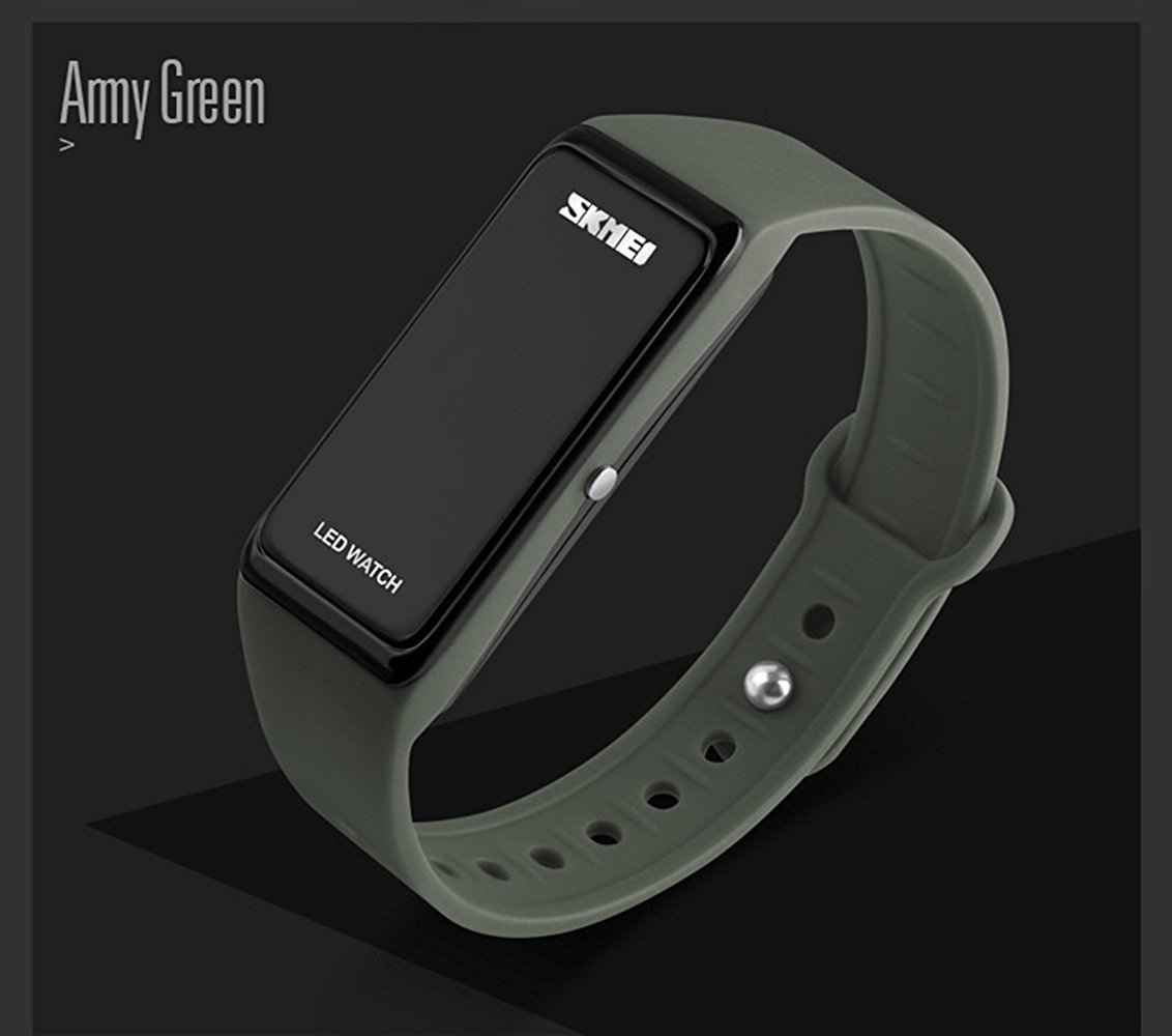 MASTOP LED Digital Sports Watch - Waterproof Unisex Wristwatch for Men & Women - Green LED Display - Perfect for Running, Swimming & Outdoor Activities