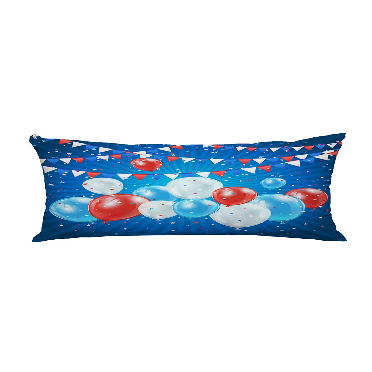 ABPHQTO Patriotic 4th of July Decorations - Blue Balloons, Pennants & Confetti Body Pillow Cover (20x60 Inch) | Independence Day Party Supplies, Home Decor & Festive Pillowcase Protector | Perfect for July 4th Celebrations, American Flag Themed Bedroom & Patriotic Home Decor