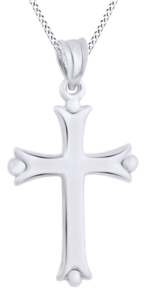 10K Solid Gold Religious Cross Pendant Necklace for Women - Elegant Christian Jewelry Gift for Baptism, Confirmation & Daily Wear