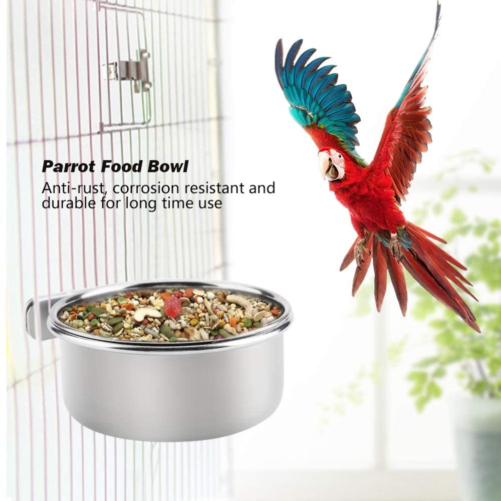 2PCS Bird Feeding Dish Cups - Parrot Food Bowl Clamp Holder for Cage, Coop Cup - Perfect for Parakeets, African Greys, Conures, Cockatiels, Lovebirds & Budgies - Ideal for Feeding & Watering in Bird Cages & Aviaries