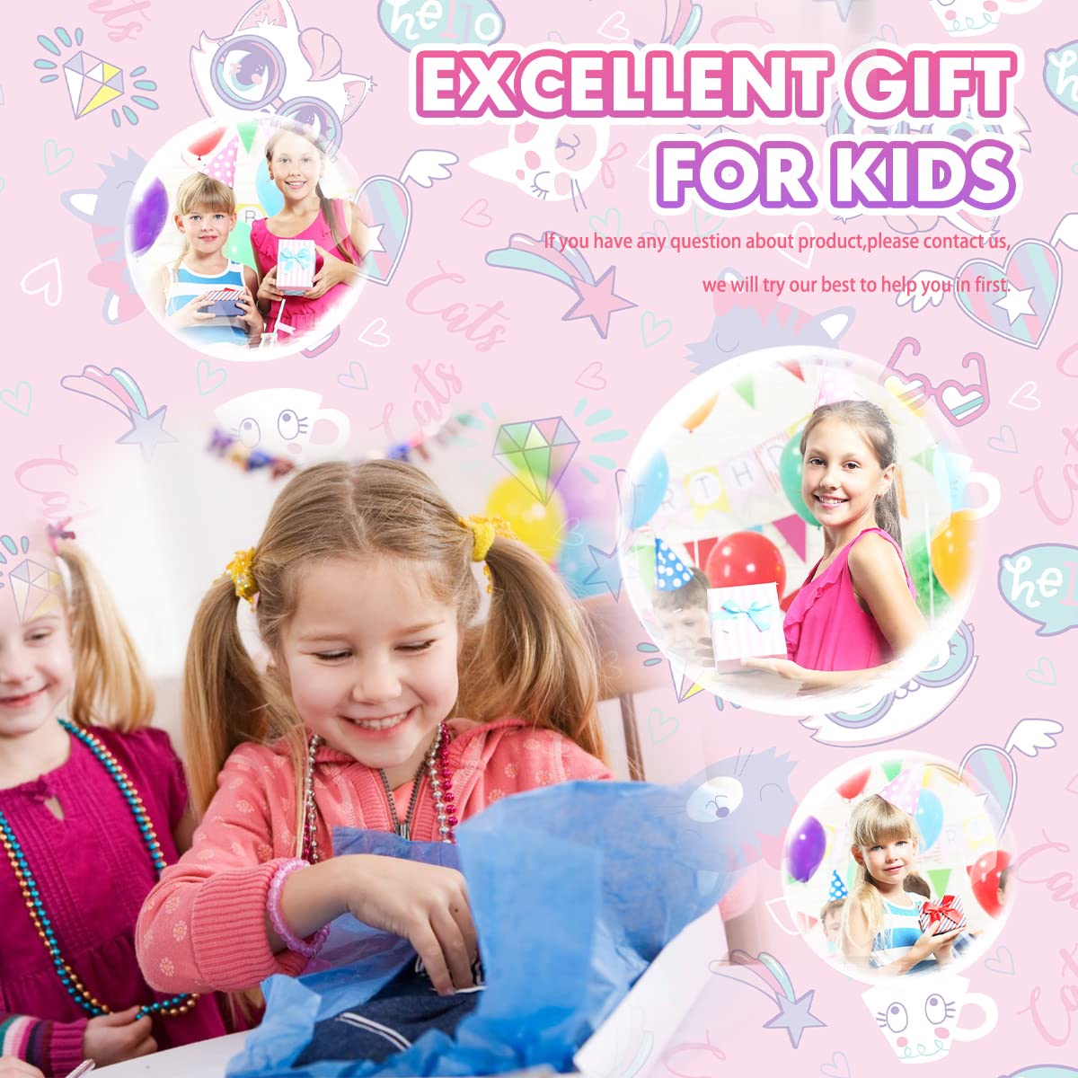 Cute Cartoon Cat Wallet for Girls Ages 5-12 - Kids Trifold Wallet with Lanyard - Perfect Gift for Little Girls & Teens - Ideal for School, Shopping & Travel Accessories