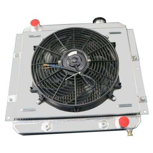 3 Row Aluminum Radiator with Shroud & Fan for Toyota Land Cruiser FJ40 FJ45 3.9L 4.2L (1958-1984) - Direct Replacement Cooling System Upgrade for Off-Road & Classic Car Restoration