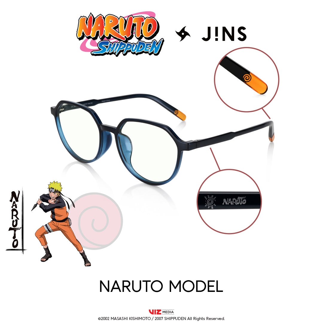 JINS x NARUTO NARUTO Model2 Blue Light Blocking Glasses - Anime Inspired Eyewear for Naruto Fans | Perfect for Cosplay, Daily Wear & Screen Time Protection