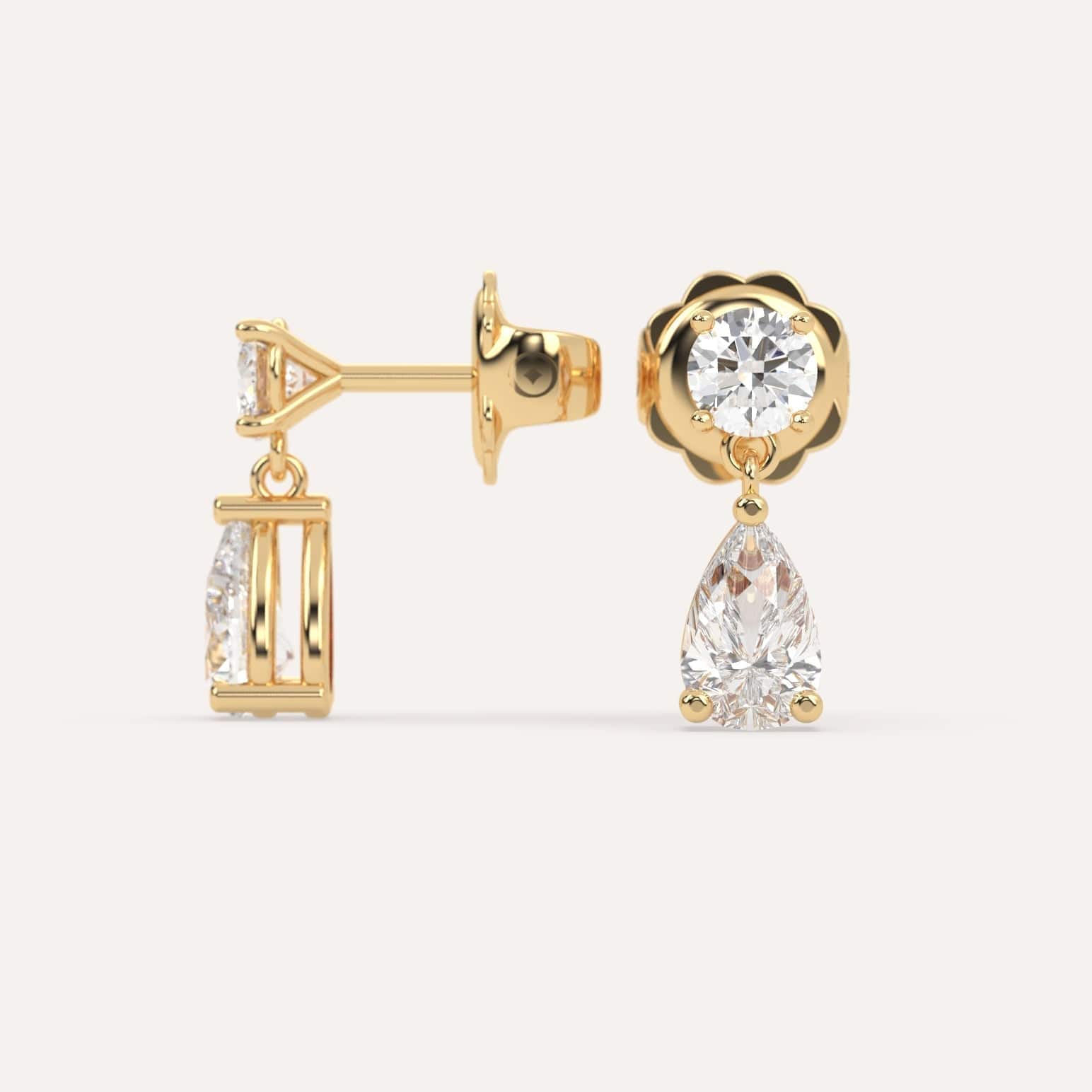 2 Carat Pear Diamond Drop Earrings - Dainty & Elegant Jewelry for Women - Perfect for Weddings, Parties & Special Occasions