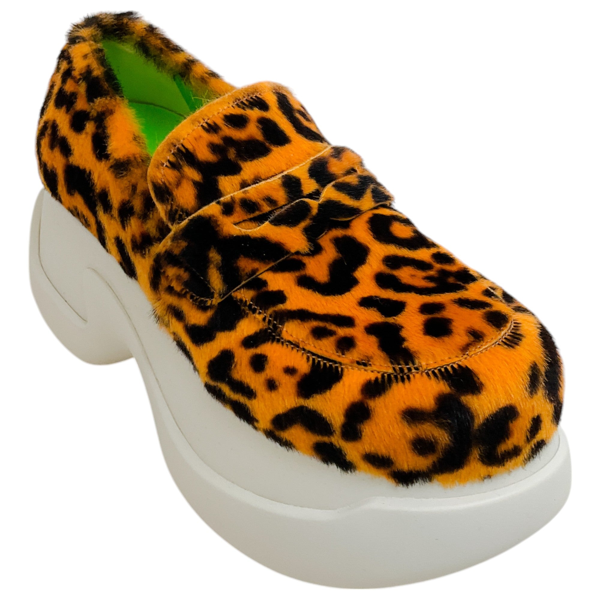 Marni Brown Leopard Print Calf Hair Platform Loafers for Women - Stylish Comfortable Dress Shoes for Office, Party & Everyday Wear