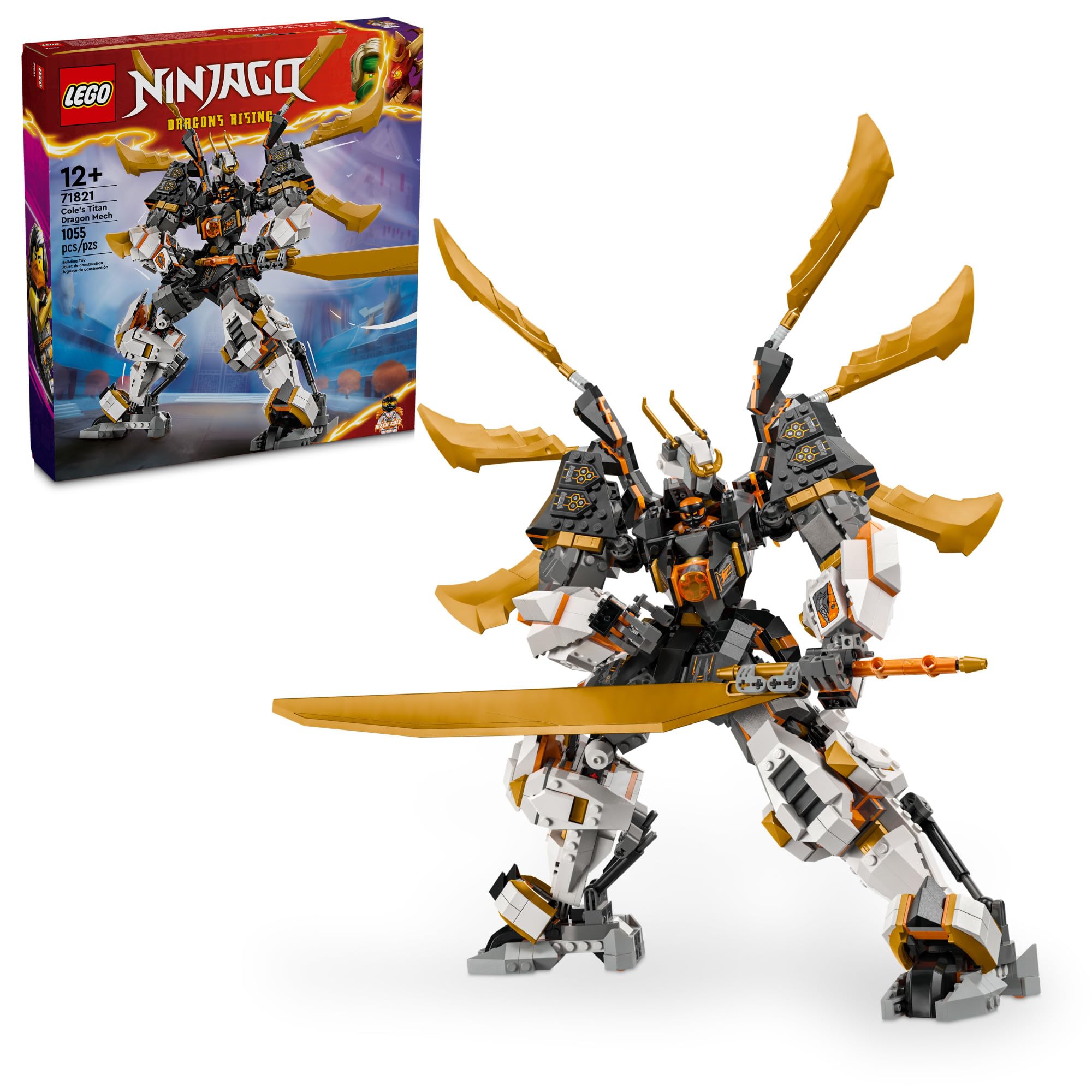 LEGO NINJAGO Cole’s Titan Dragon Mech Building Set with Ninja Minifigure – Dragon Wing Action Toy for Kids Ages 12+ (71821) | Birthday Gift for Boys & Girls | Creative Play & Ninja Adventure Scenes