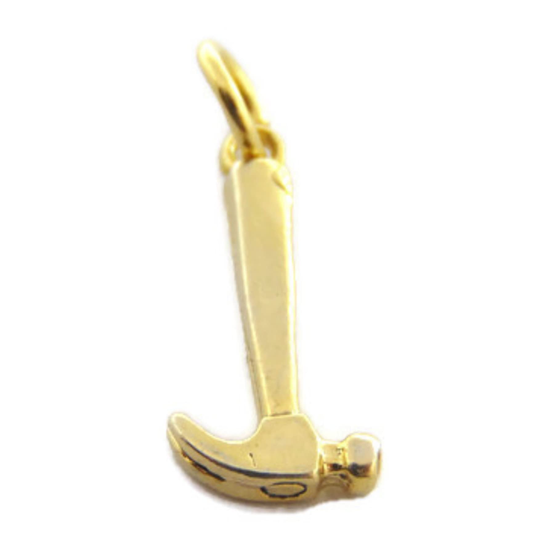 14K Yellow Gold Hammer Tool Charm Pendant - Jewelry Making, DIY Crafts & Gifts for Men - Perfect for Necklaces, Bracelets & Keychains