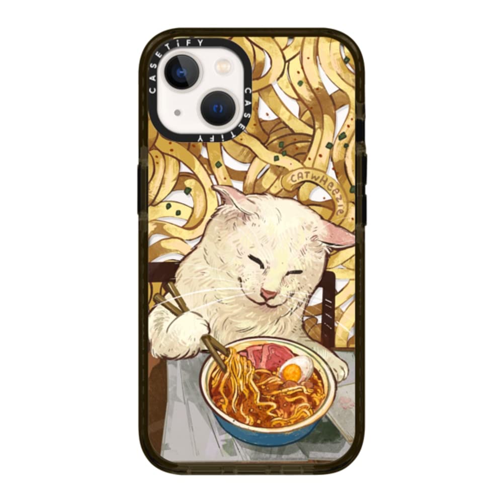 CASETiFY Impact Case for iPhone 13 - Durable Clear Black Phone Cover with Shock Absorption | Perfect for Everyday Protection & Cat Lovers