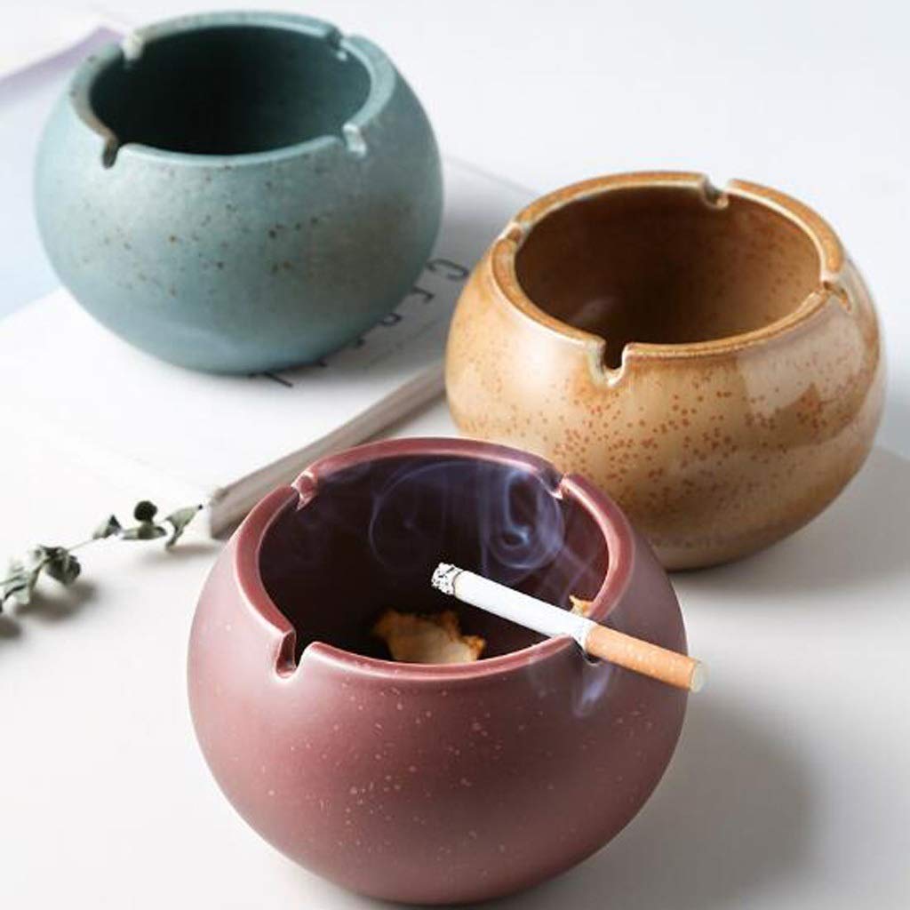 Windproof Ceramic Ashtray with Lid - Elegant Home & Office Decor, Desktop Decorative Gift for Smokers (Yellow) | Perfect for Indoor Use, Patios, and Outdoor Gatherings