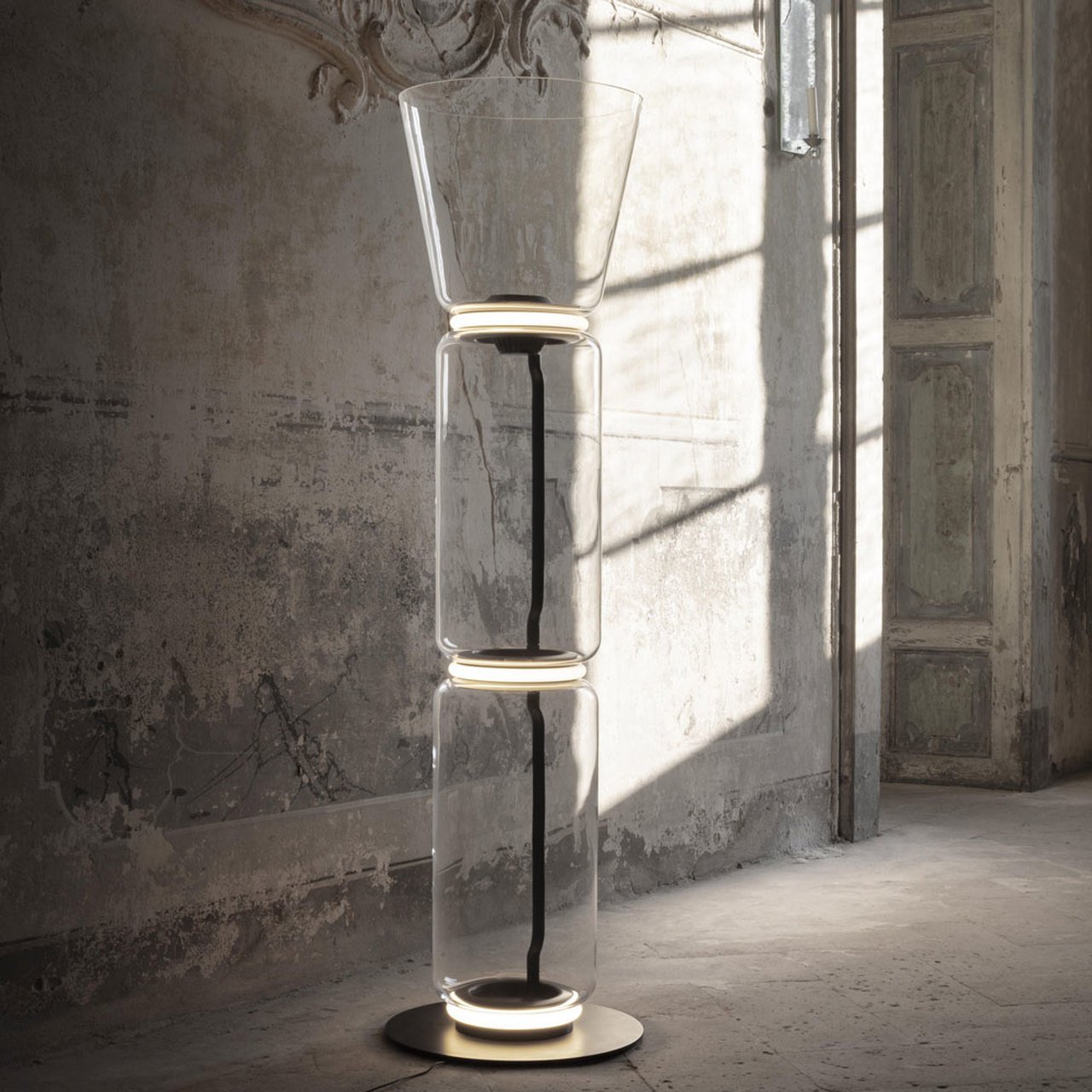 Modern Bamboo Glass Floor Lamp - Elegant Home Decor for Living Room, Bedroom & Office - Soft Ambient Lighting for Relaxation & Reading