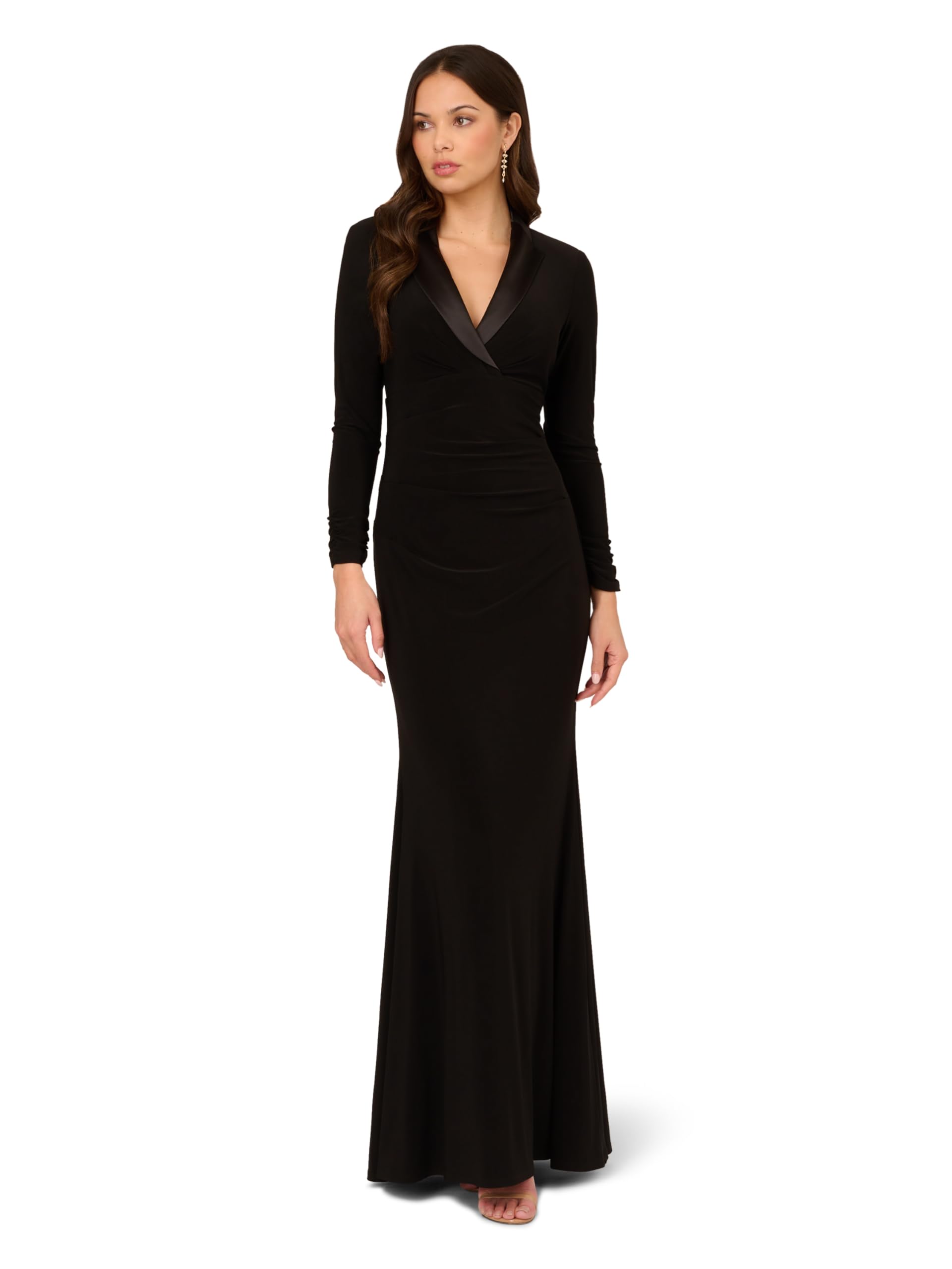 Adrianna Papell Women's Elegant Tuxedo Long Evening Dress for Prom, Gala & Formal Events | Plus Size Options Available