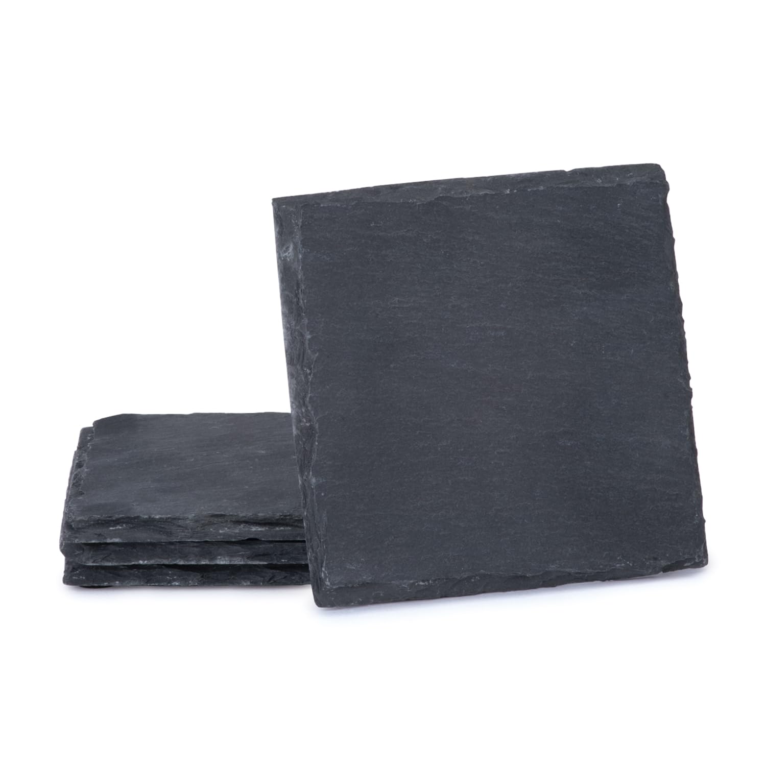 Thirstystone 4 Pack Natural Gray Slate Coasters with Cork Backing - Elegant Stone Drink Coasters, Heat Resistant & Easy to Clean - Perfect for Coffee Tables, Bars, and Home Decor