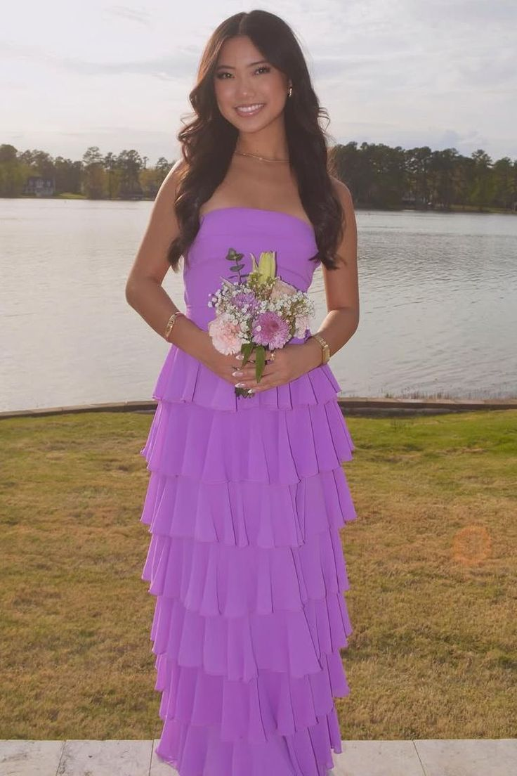 Elegant A-Line Strapless Ruffled Long Prom Formal Dress J6808 - Perfect for Homecoming, Prom, Evening Gala & Special Occasions