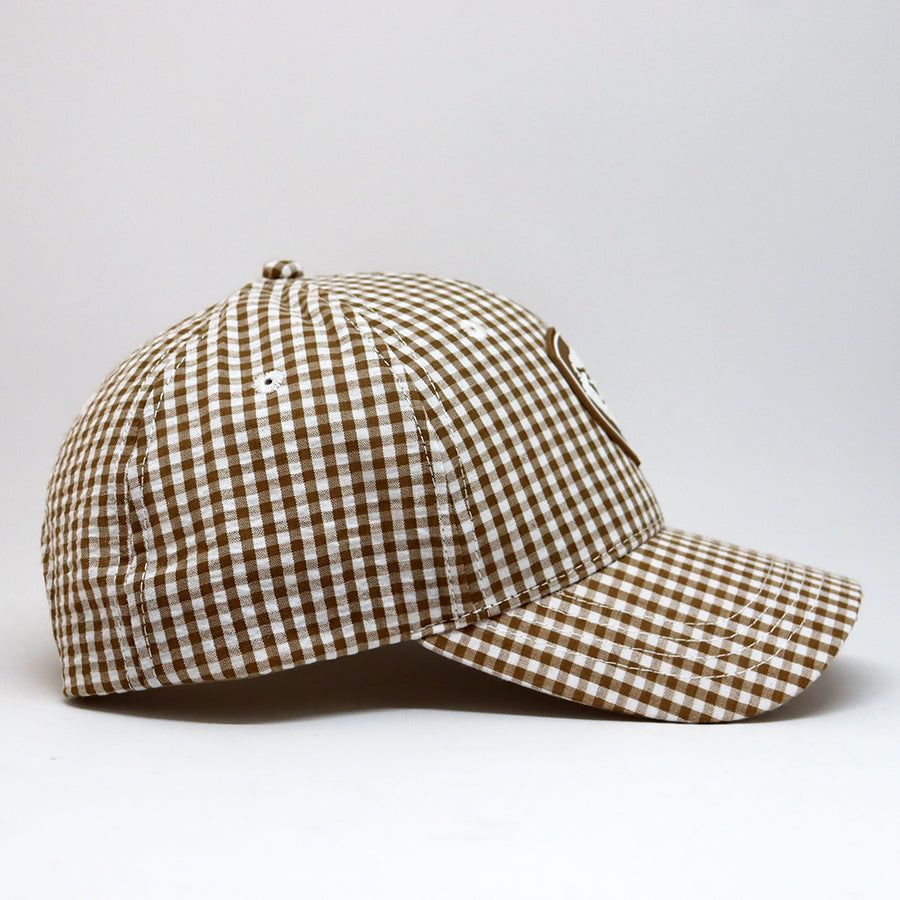 VT Shield Future Looks Bright Brown Gingham Check Snapback Hat - Stylish Unisex Baseball Cap for Men & Women - Perfect for Outdoor Sports, Street Fashion and Casual Wear