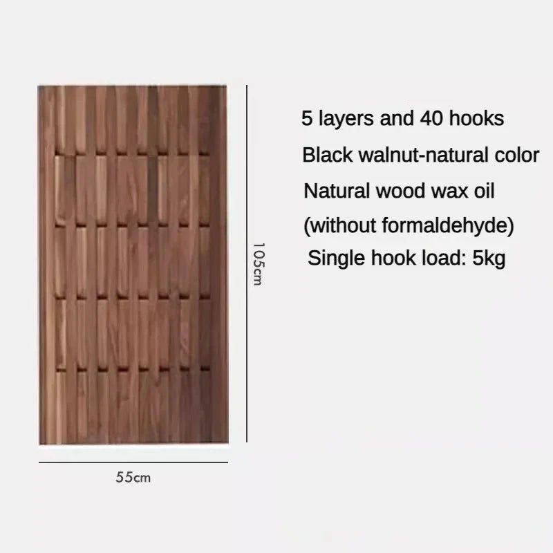Dark Walnut Wood Piano Wall Hanging Coat Organizer - Stylish Entryway Storage for Hats, Scarves & Keys | Perfect for Home, Office & Apartment Decor