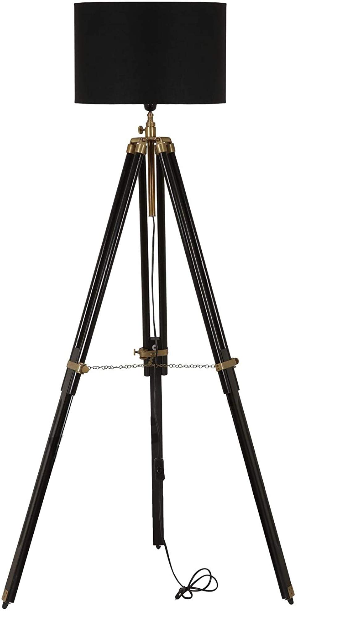 Vintage Black Wood Tripod Floor Lamp - Rustic Antique Style Standing Light for Living Room, Bedroom, Office Decor | Modern Farmhouse Home Lighting Fixture | Perfect for Reading Nook, Cozy Corner & Home Office Ambience