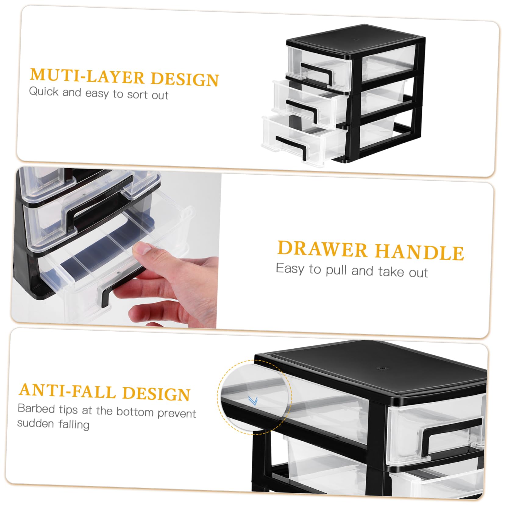 Black Dresser Makeup Drawer - Portable Desktop Storage Organizer for Office & Closet