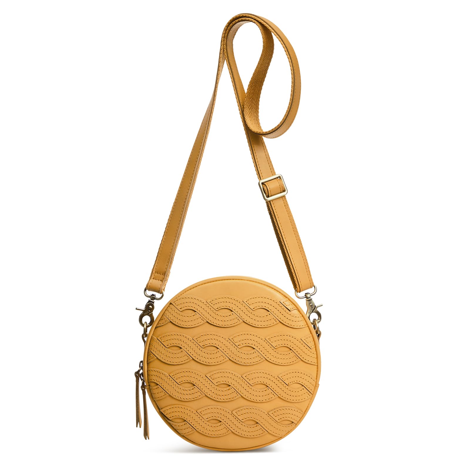 Trendy S-ZONE Women's Leather Crossbody Bag - Stylish Circle Shoulder Purse for Everyday Use, Work & Travel