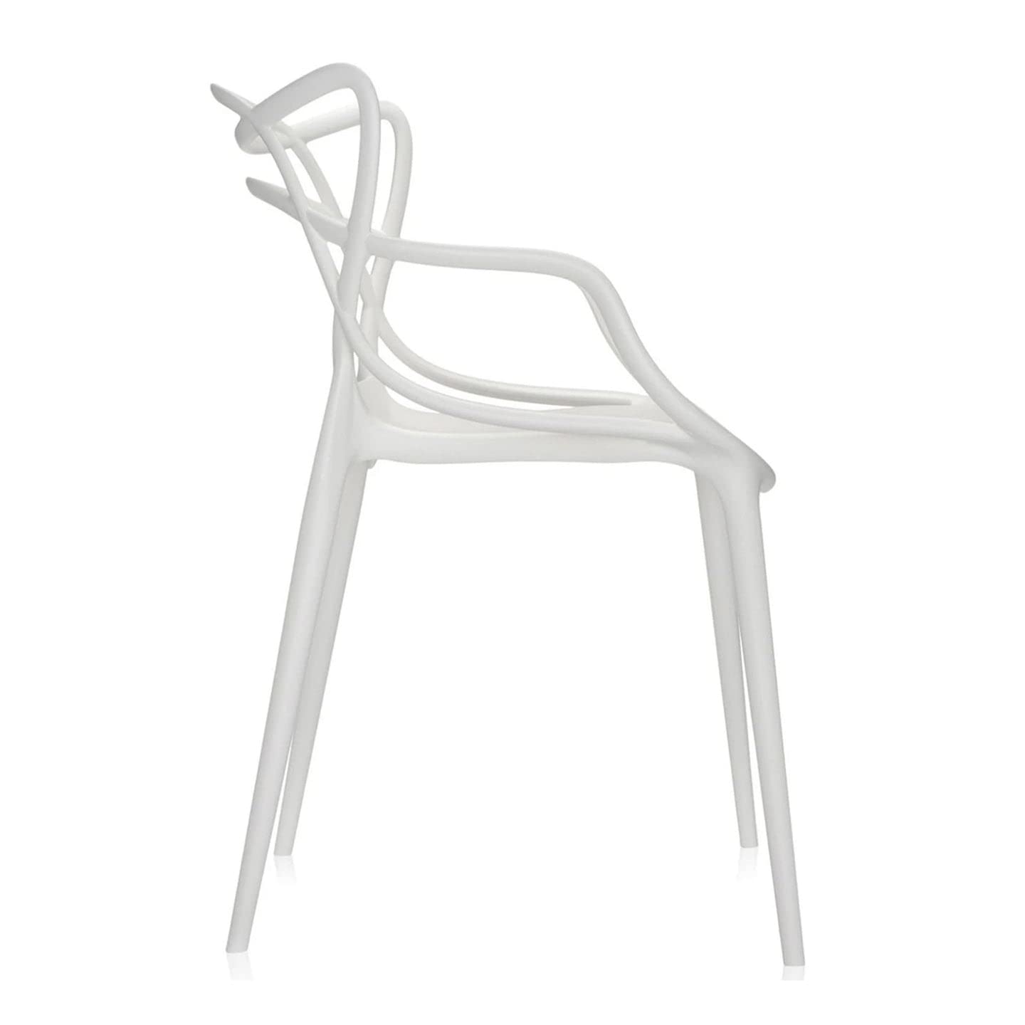 Mid-Century Modern White Plastic Dining Chairs Set of 2 - 18