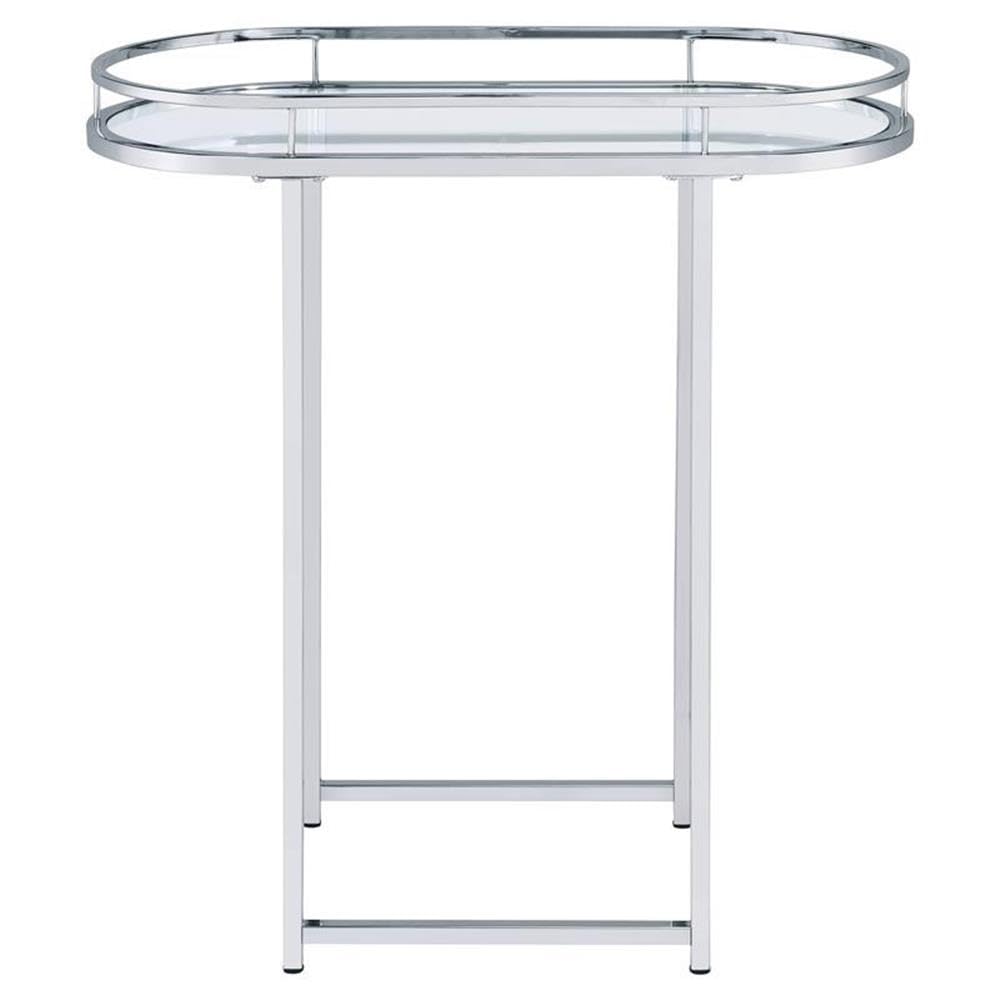 Acme Piffo Clear Glass Top Storage Serving Cart with Chrome Frame - Perfect for Kitchen, Dining Room, Bar, and Outdoor Entertaining