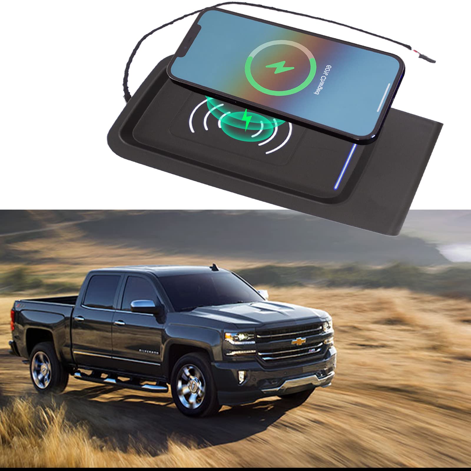 Xipoo Wireless Charger Compatible with 2015-2018 Chevy Silverado & GMC Sierra | Center Console Charger Replacement | 15-18 Chevy Silverado Accessories | Fits Jump Seat | Fast Qi Charging Pad | Perfect for Road Trips & Daily Commute