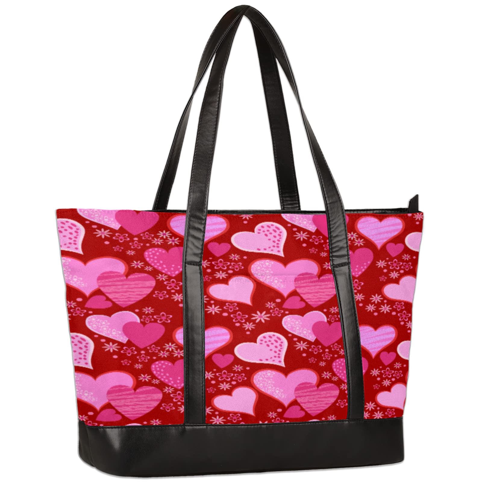 Stylish Waterproof 15.6 Inch Laptop Tote Bag for Women - Lightweight Business Office Work Shoulder Bag with Love Heart Flowers Design | Perfect for Commuting, School & Travel Accessories