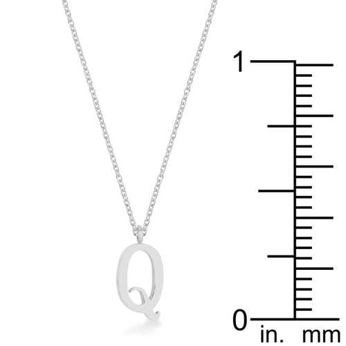 Elaina Rhodium Plated Stainless Steel Initial Necklace - Personalized Q Letter Pendant Jewelry for Women, Gift for Her, Birthday, Anniversary, Valentine's Day