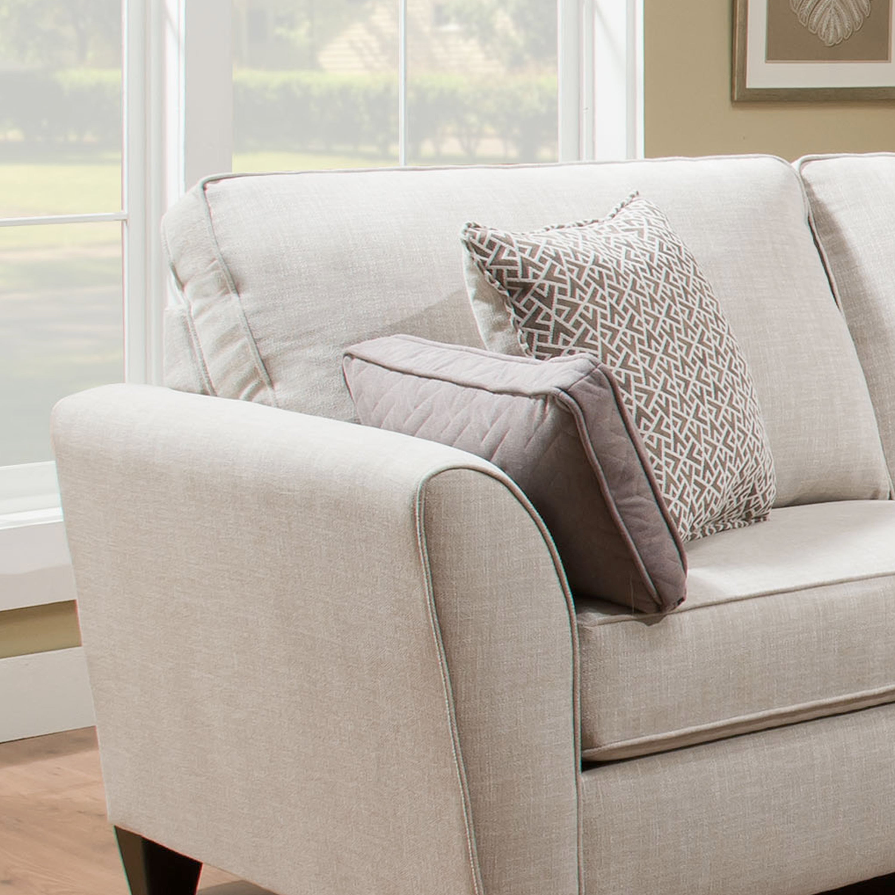 Samiene Transitional Style Fabric Flared Arm Loveseat Sofa - Stone Gray | Modern Living Room Furniture for Small Spaces & Apartments
