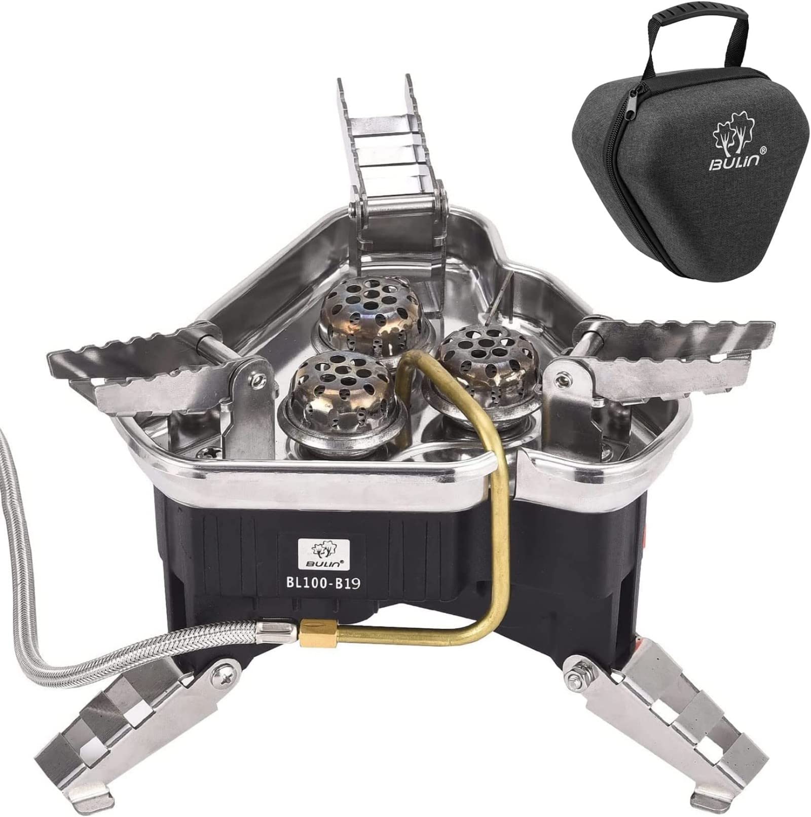 Portable Bulin Gas Camping Stove with Piezo Ignition - Foldable Outdoor Windproof Burner for Camping, Hiking, Backpacking & Picnics - Perfect for Cooking Meals in Nature