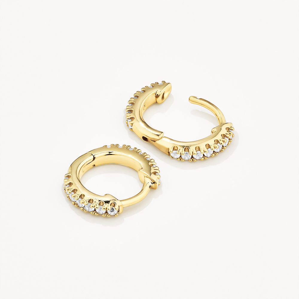 White Topaz Rainbow Huggie Earrings in Gold – Elegant & Dainty Hoop Earrings for Women – Perfect for Everyday Wear, Parties & Special Occasions