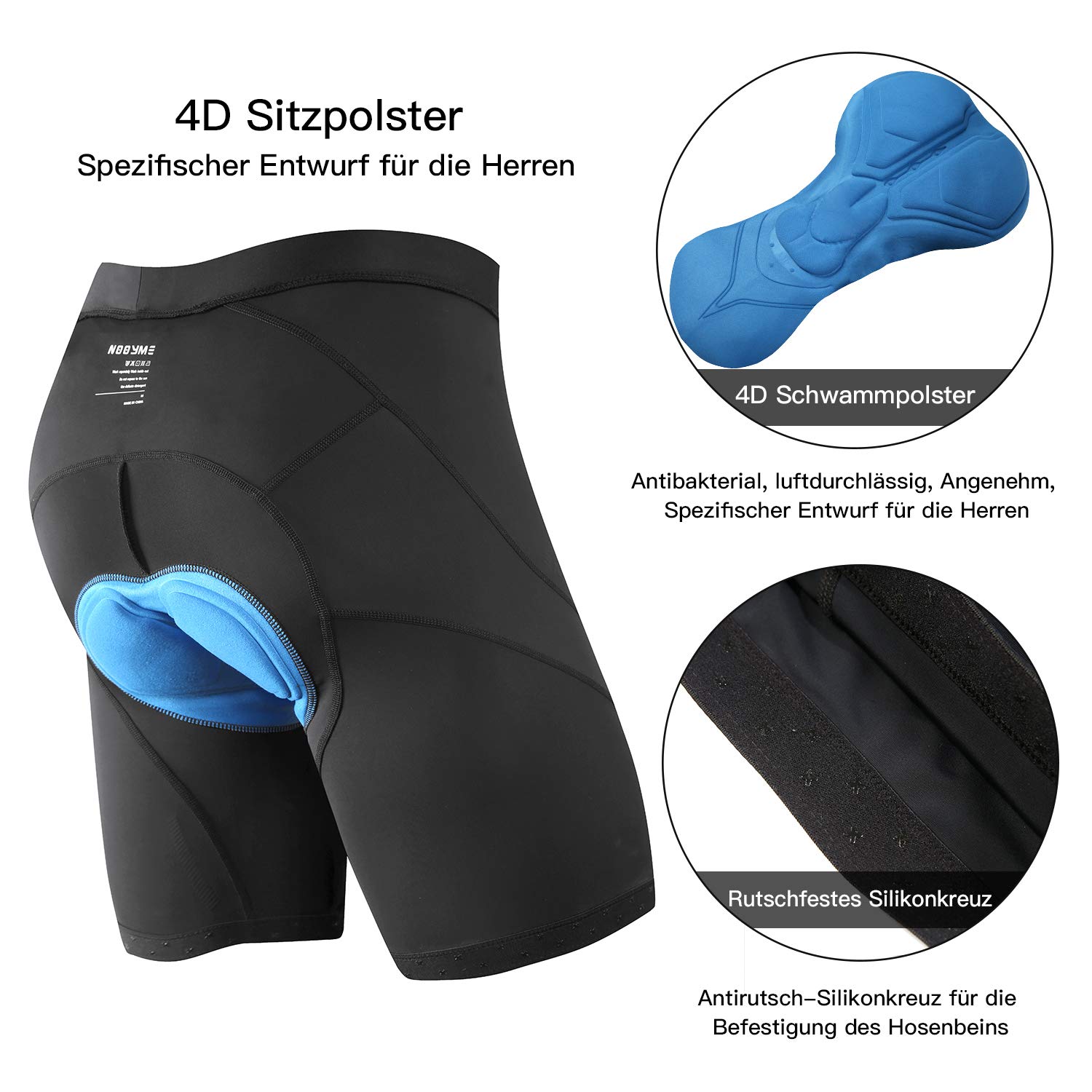 NOOYME Men's 4D Padded Cycling Shorts - Breathable Polyamide Spandex Bike Shorts with Seat Padding for Comfort & Performance - Perfect for Road Biking, Mountain Cycling & Indoor Training