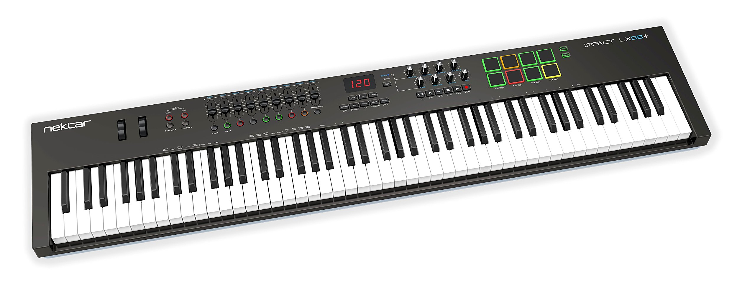 Nektar Impact LX88+ 88-Key USB MIDI Keyboard Controller with Semi-Weighted Keys - Perfect for Music Production, Studio Recording & Live Performance
