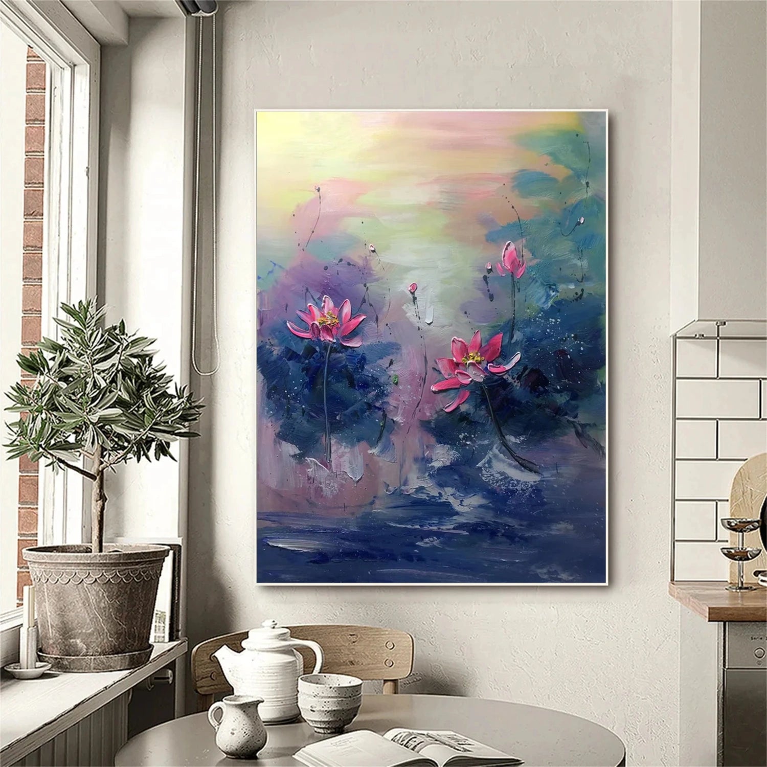 Flower and Tree Painting #FT 212 - Handmade Canvas Wall Art for Home & Office Decor - Perfect for Living Room, Bedroom, and Gift Giving