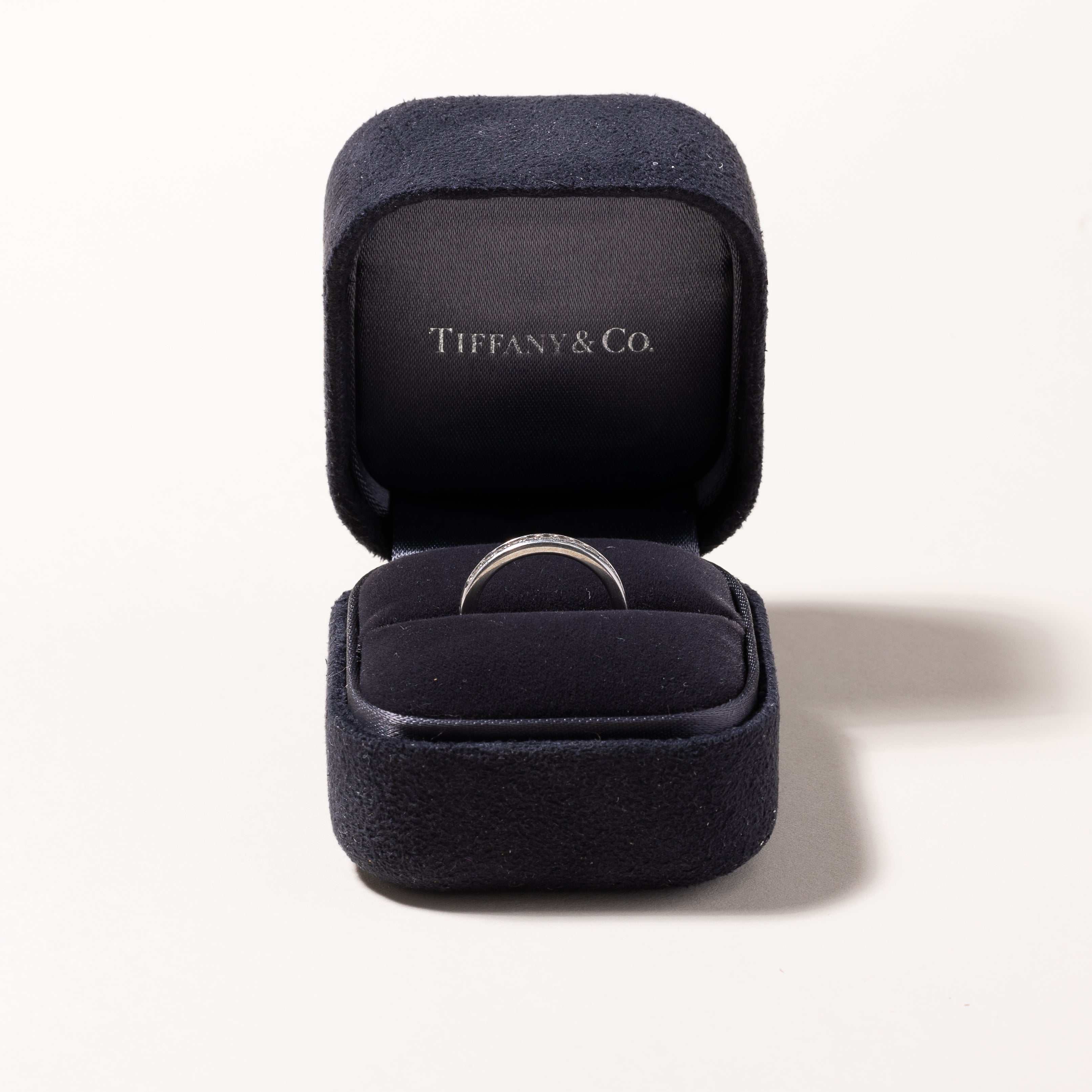 Tiffany & Co. Platinum Tiffany Setting Wedding Band - 0.13ctw Diamond Ring, Size 4.5 | Elegant Engagement & Wedding Jewelry for Brides, Anniversary Gifts