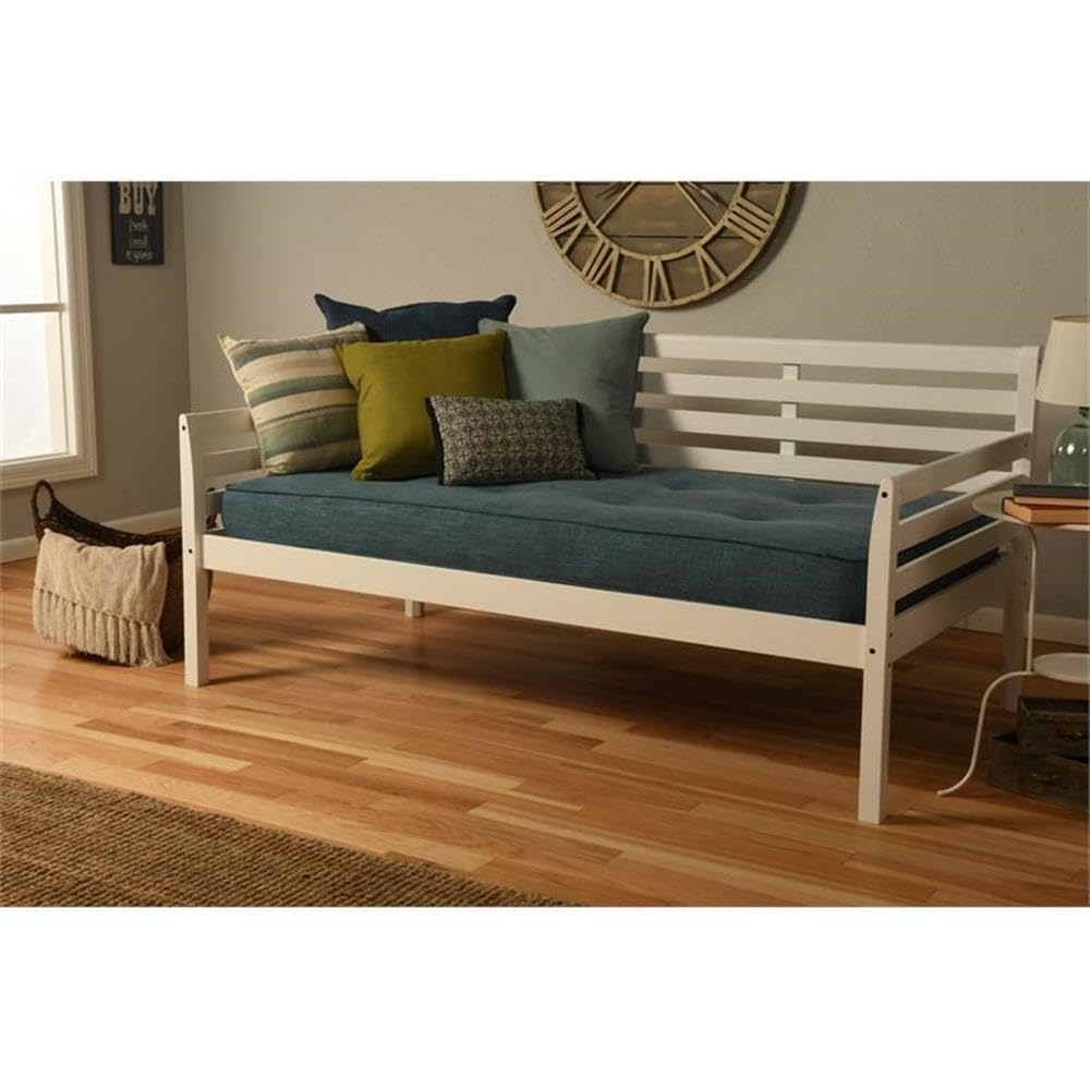 Pemberly Row White Traditional Wood Twin-Size Daybed with Trundle - No Mattress Included | Perfect for Guest Rooms, Dormitories & Small Space Living