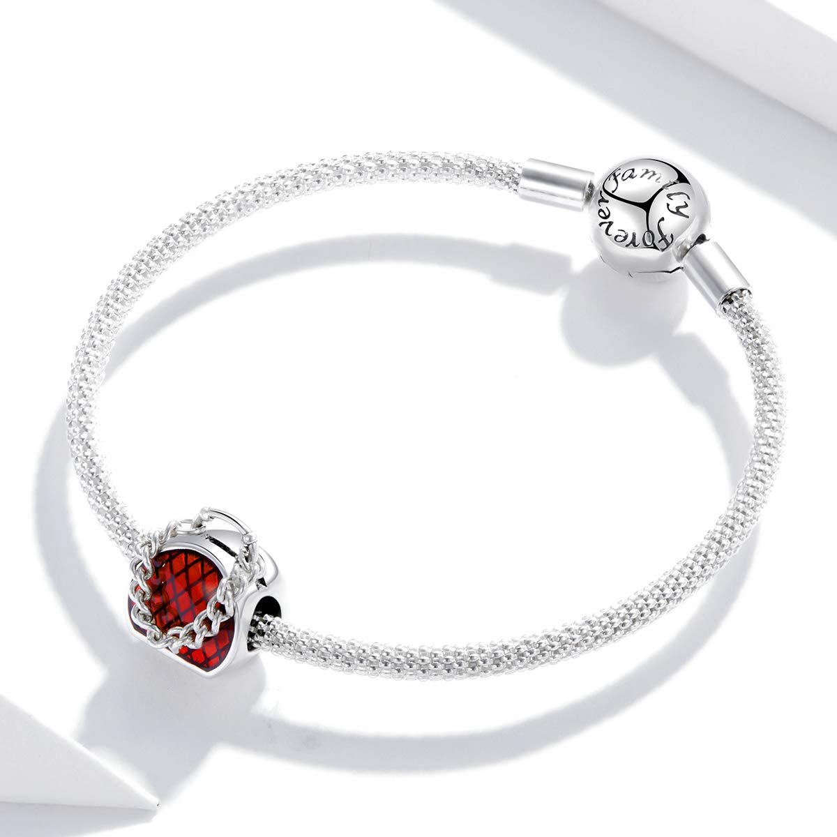 925 Sterling Silver Red Handbag Charm - Elegant Women's Jewelry for Bracelets, Valentines Gifts for Lover, Friends & Mother | Perfect for Accessorizing Handbags, DIY Jewelry Making & Special Occasion Gifts